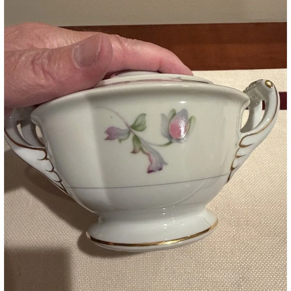 Vintage Creamer and Sugar Set in the Garland Pattern by Empress China of Japan,